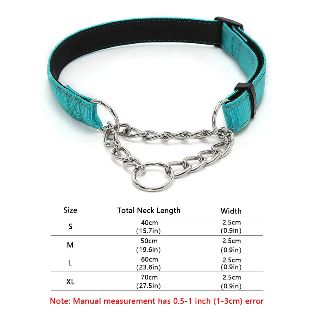 Collar antiescape Martingale de cadena y nylon reflectante para perros