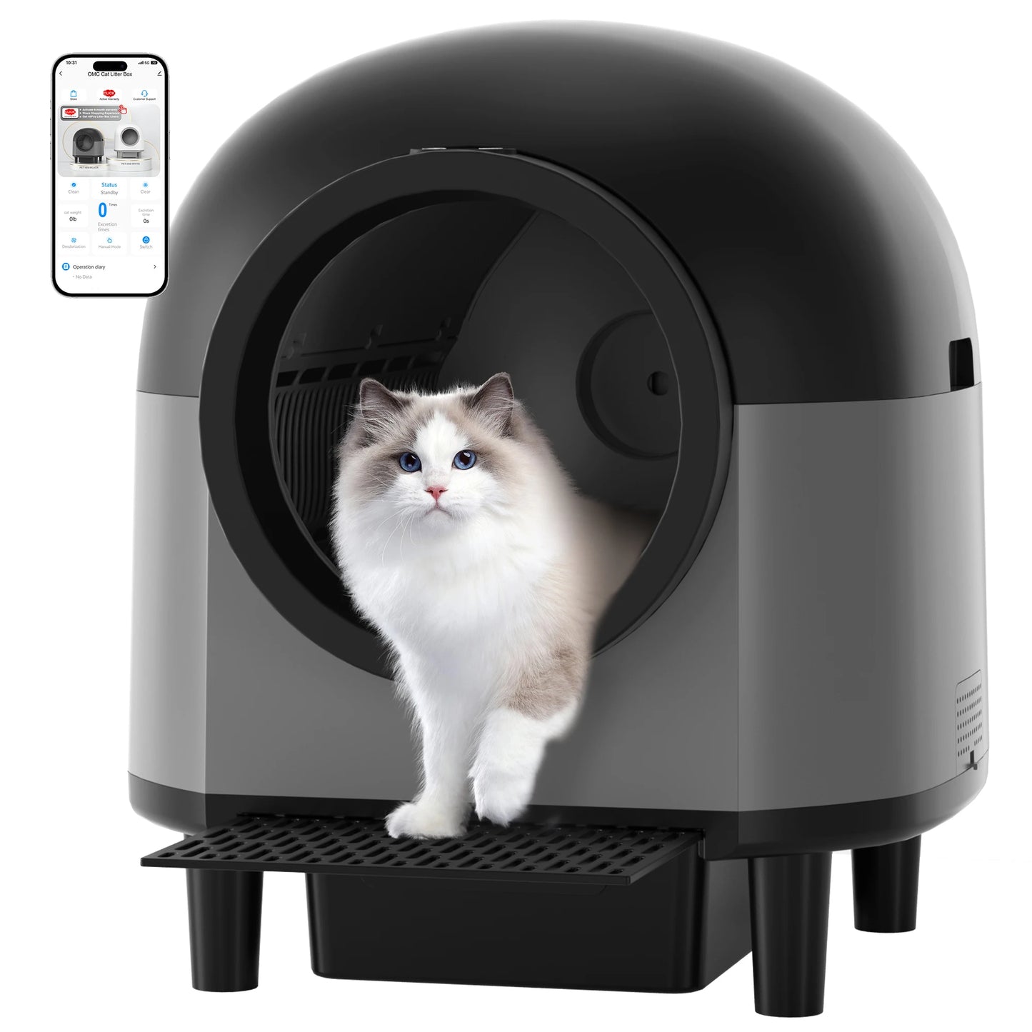 Caja de arena inteligente y automática para gatos
