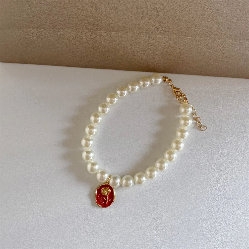 Collar de perlas con dije para mascotas