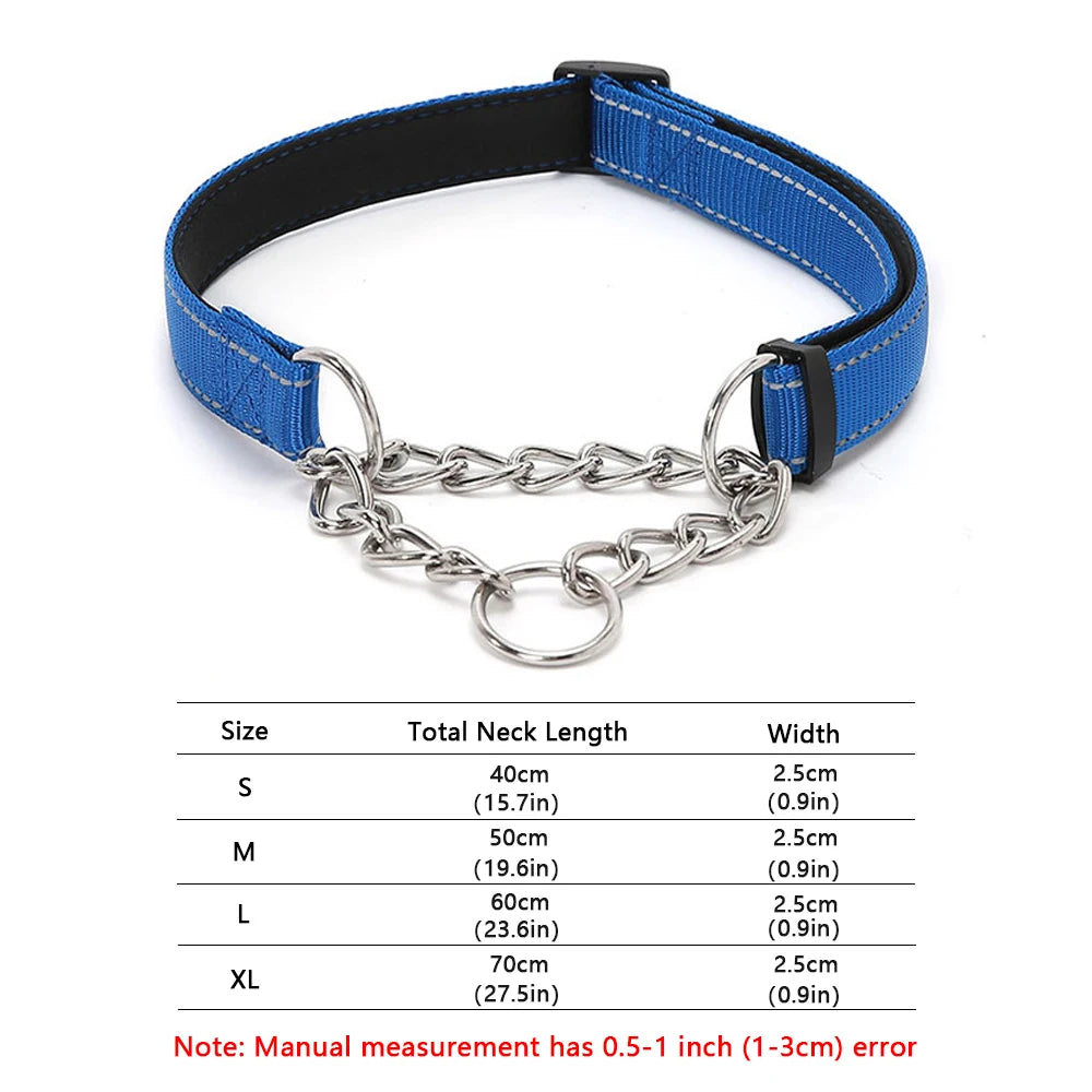 Collar antiescape Martingale de cadena y nylon reflectante para perros