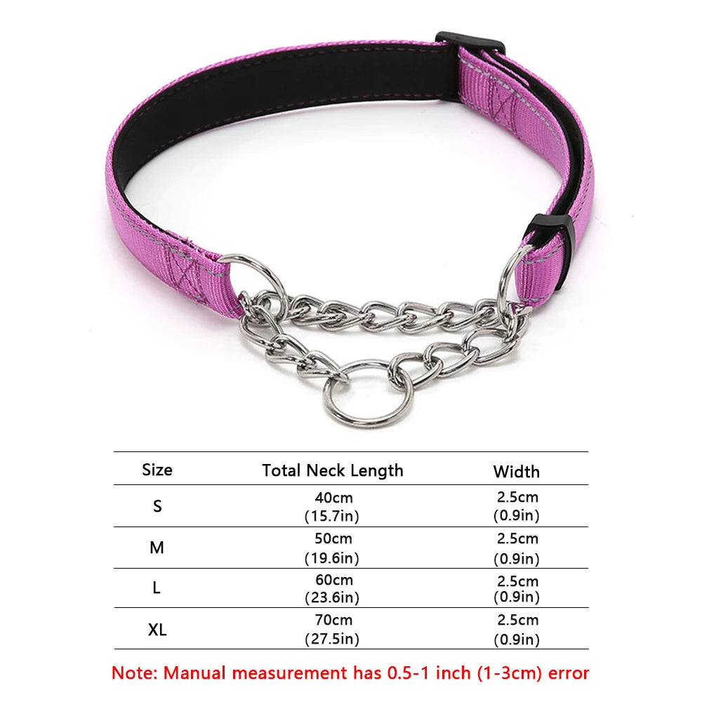 Collar antiescape Martingale de cadena y nylon reflectante para perros