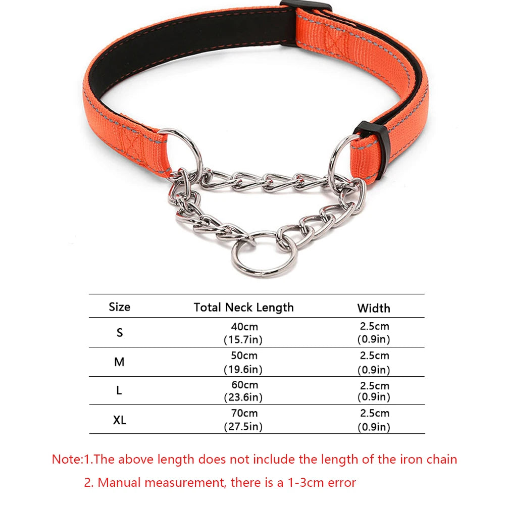 Collar antiescape Martingale de cadena y nylon reflectante para perros