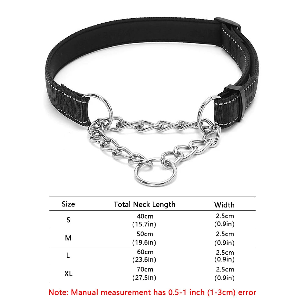 Collar antiescape Martingale de cadena y nylon reflectante para perros