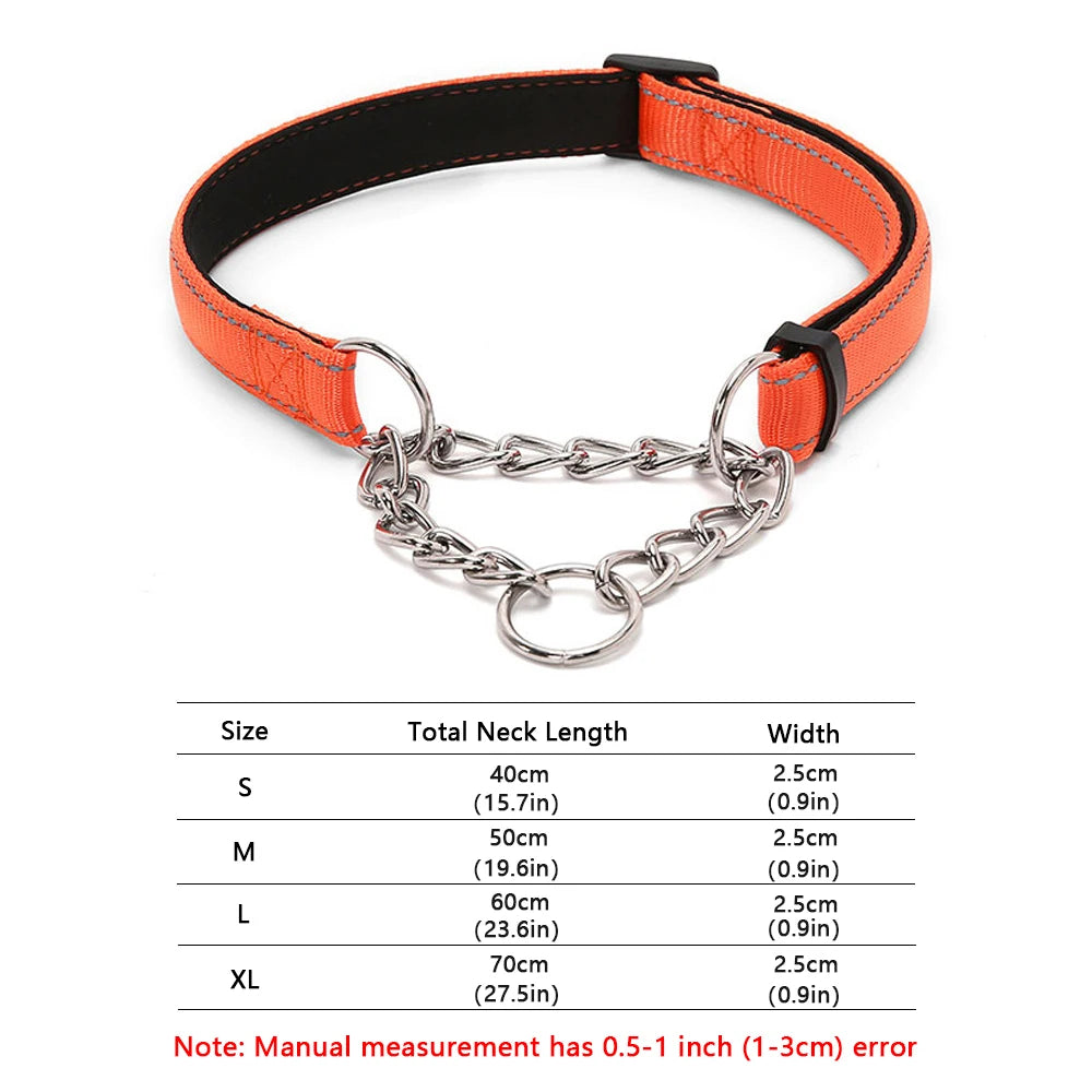 Collar antiescape Martingale de cadena y nylon reflectante para perros