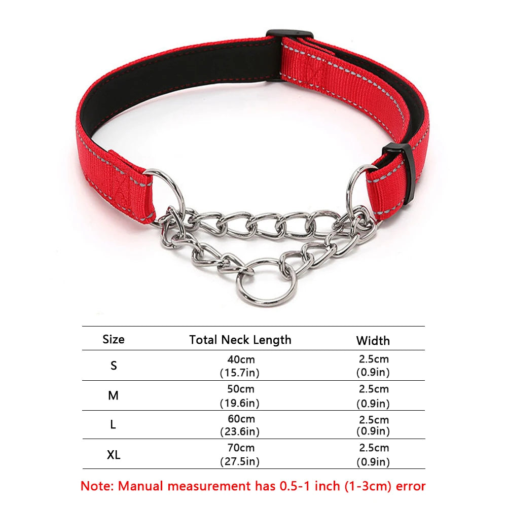 Collar antiescape Martingale de cadena y nylon reflectante para perros