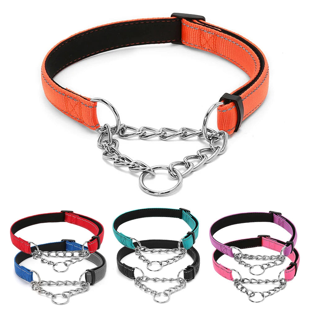 Collar antiescape Martingale de cadena y nylon reflectante para perros