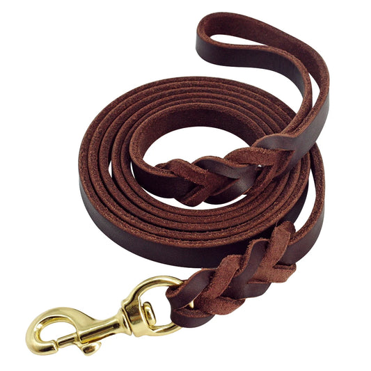 Genuine Leather Dog Walking Leash 