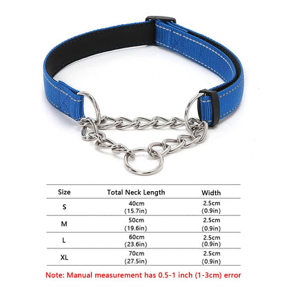 Collar antiescape Martingale de cadena y nylon reflectante para perros