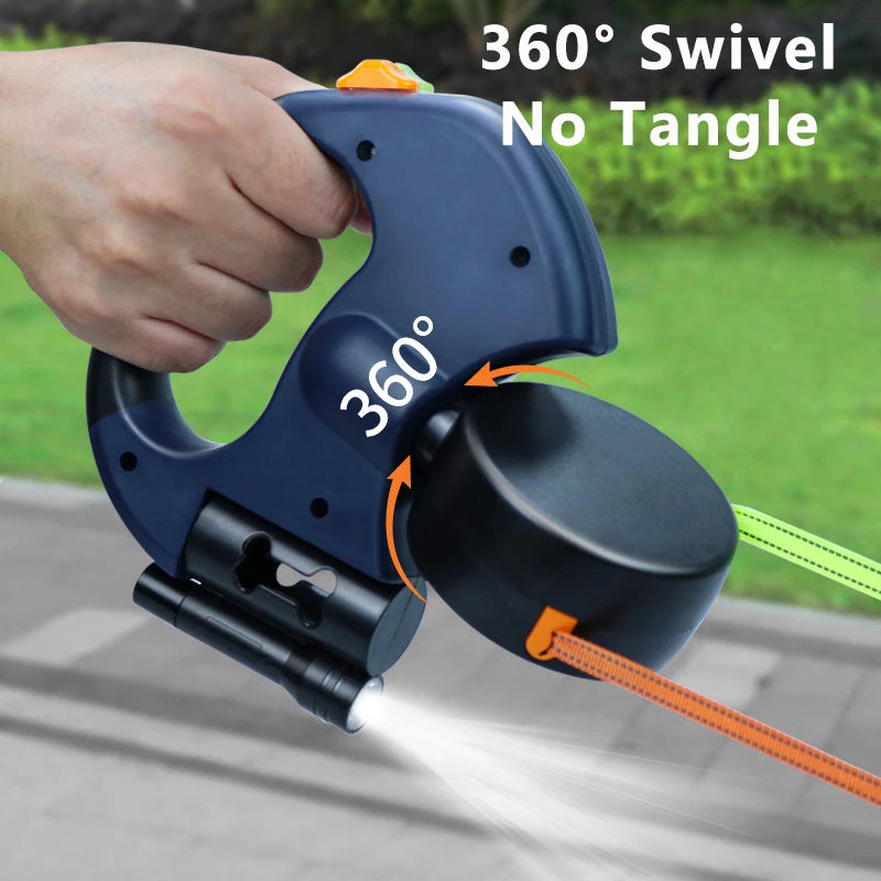 Correa Extensible Doble para Pasear 2 Perros: LED, Giro 360°, Frenado Individual y Reflectante 3M